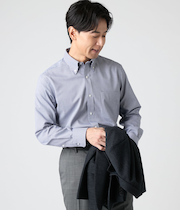 NY CARE FREE ドビー小紋柄 長袖ボタンダウンシャツ