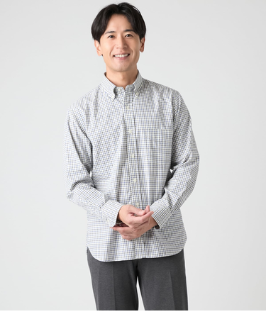 タッタソールチェック 長袖ショートボタンダウンシャツ