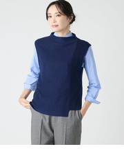 【手洗い可】ポリエステルアクリルナイロンウール 片畦アシンメトリーベスト