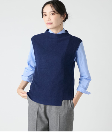 【手洗い可】ポリエステルアクリルナイロンウール 片畦アシンメトリーベスト