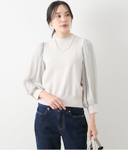 袖切替えニットプルオーバー