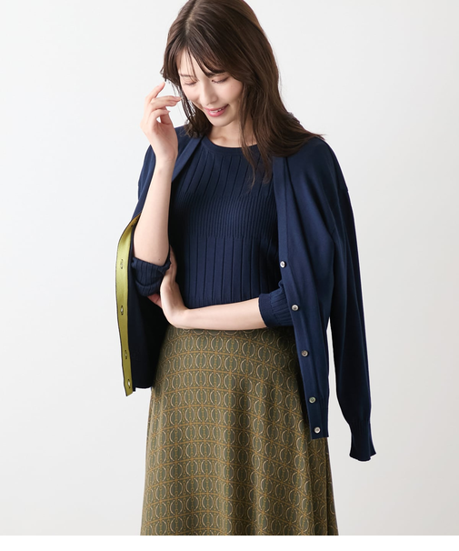 【L】【手洗い可能】レーヨンポリストレッチ Vネックカーディガン