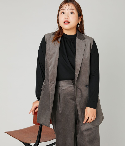 【L】【ウォッシャブル】ライトコール ダブルブレストジレ