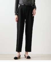 ギャバライクポリエステル タックテーパードパンツ