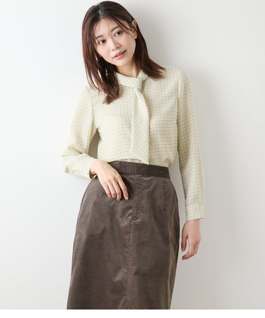 タッターソールプリント ボウタイブラウス