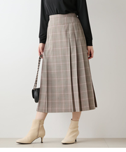 カラードグレンチェック サイドタックプリーツスカート