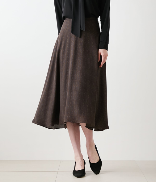 【L】ビットプリント フレアスカート