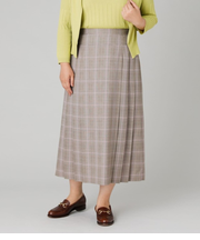 【L】カラードグレンチェック サイドタックプリーツスカート