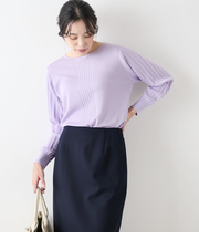 【手洗い可能】ハイツイストシルクレーヨン総針 袖プリーツニットプルオーバー