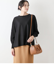 【手洗い可能】ハイツイストシルクレーヨン天竺 フレアニットプルオーバー