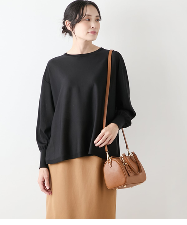 【手洗い可能】ハイツイストシルクレーヨン天竺 フレアニットプルオーバー