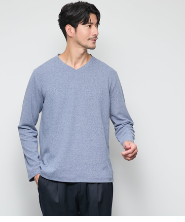 スパンテレコ 浅Vネック長袖Ｔシャツ