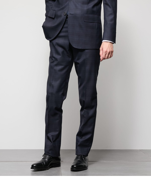 【防シワ・撥水・ストレッチ】BUNGY CLOTH チェック ウエストアジャストスラックス(セットアップ対応)