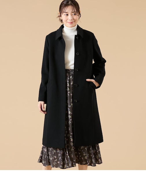 ウールシャルムビーバー ステンカラーコート