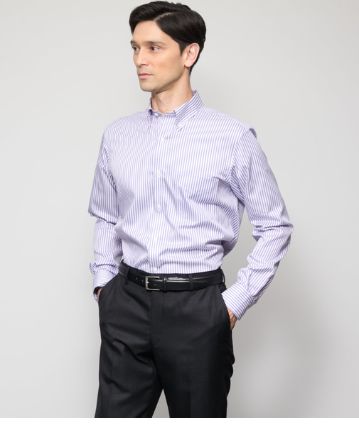 NY CARE FREE ストライプ 長袖ボタンダウンシャツ