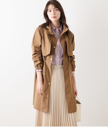 【ウォッシャブル】TCナチュラルクロス フード付きアウター