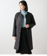 【L】【撥水・ウォッシャブル】ポリエステルタフタ リバーシブルキルトロングコート