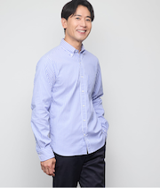 【ストレッチ】オックス ロンドンストライプ 長袖ショートボタンダウンシャツ