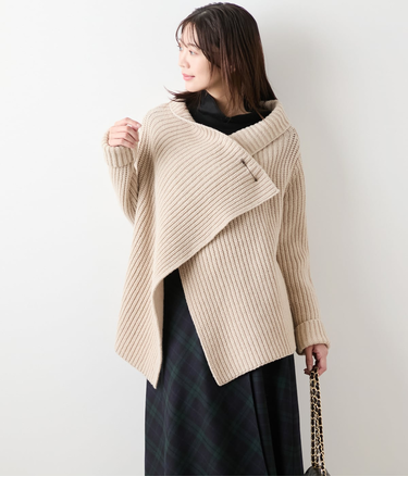 【L】ウールナイロン ローゲージニットトッパー