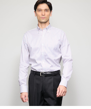 NY CARE FREE オルタネイトストライプ 長袖ボタンダウンシャツ