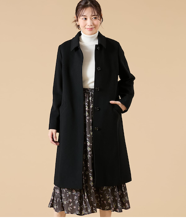 【L】ウールシャルムビーバー ステンカラーコート