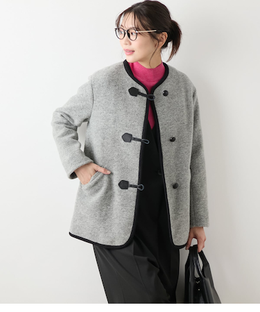 スライバーニット ノーカラーダッフルコート