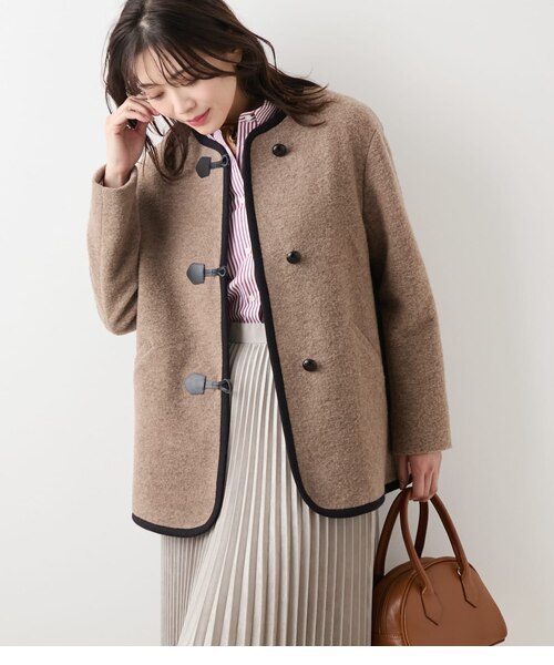 ゆうくん様、Leilian カシミヤ100% ダッフルコート 13＋ グレー L】スライバーニット ノーカラーダッフルコート｜ニューヨーカーの