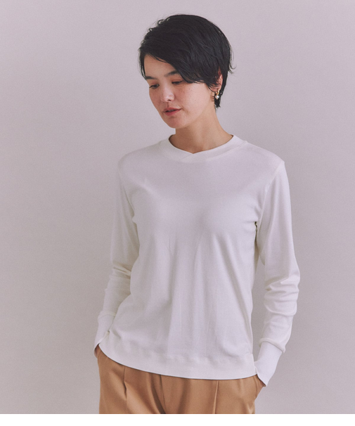 ［LOTUS］Urtla High Gauge Rib 袖リブクロスネックプルオーバー