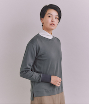 ［LOTUS］Urtla High Gauge Rib 袖リブクロスネックプルオーバー