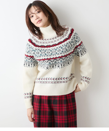 フェアアイル ハイネックニットプルオーバー