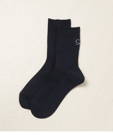 ワンポイント刺繍 リブソックス