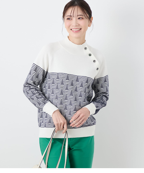 【L】ヨットボーダー ハイネックプルオーバー