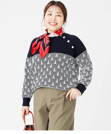 【L】ヨットボーダー ハイネックプルオーバー