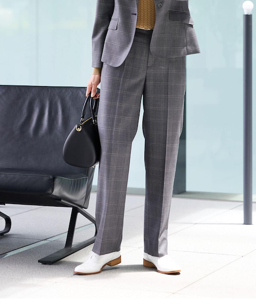 ウールウインドウペイン ストレートパンツ