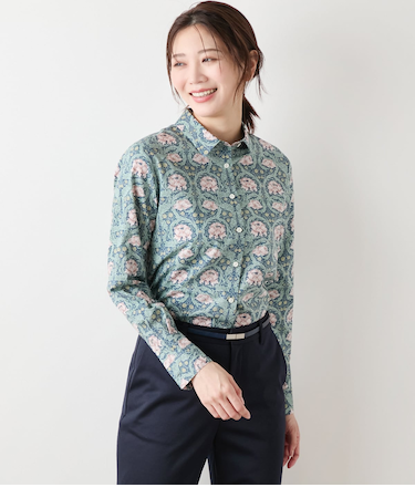 リバティ ウィリアム・モリス アフリカンマリーゴールド レギュラーカラー長袖シャツ