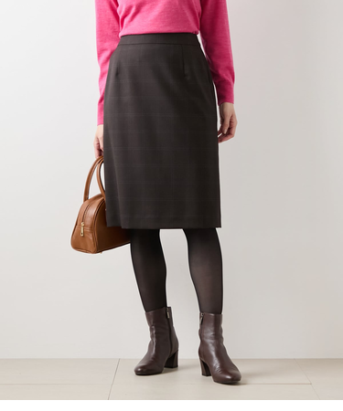 ウールウインドウペイン ストレートスカート