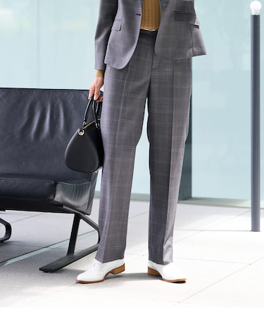 【L】ウールウインドウペイン ストレートパンツ