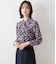 【L】ビオラフラワープリント フロントフリルブラウス