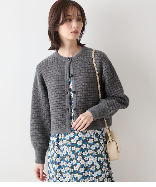 ニューヨーカー（NEWYORKER）/ブークレー格子柄 クルーネックショートカーディガン ブークレー格子柄 クルーネックショートカーディガン｜ニューヨーカー