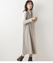 【ウォッシャブル】TRツイルツィード Vネックジャンパースカート