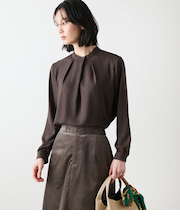 ビットプリント スタンドカラーブラウス