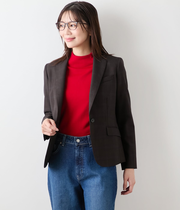 ウールウインドウペイン ノッチドラペル1釦ジャケット