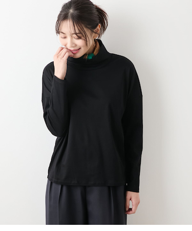 オーガニックコットンスムース オフハイネックプルオーバー