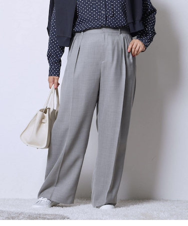 【L】【ウォッシャブル】TWビエラ ワイドパンツ