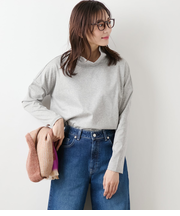 【L】オーガニックコットンスムース オフハイネックプルオーバー