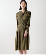 【L】ビットプリント ボウタイワンピース