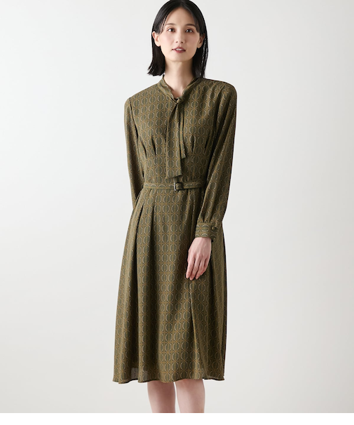 ビットプリント ボウタイワンピース