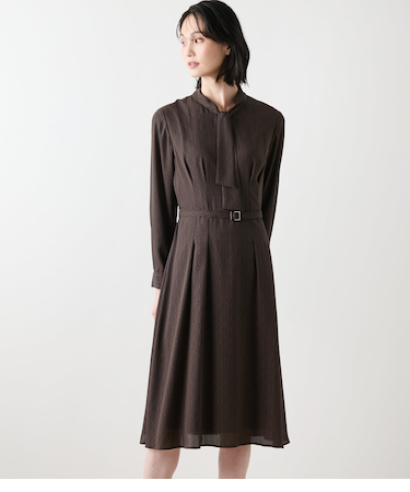 ビットプリント ボウタイワンピース