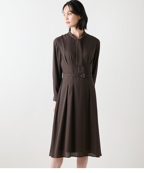 ビットプリント ボウタイワンピース