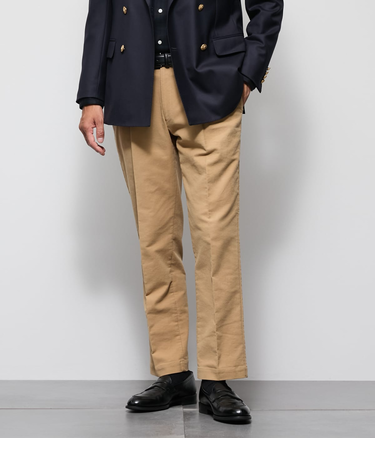 【ウォッシャブル・ストレッチ】モールスキン プレミアムスエード ワンタックパンツ